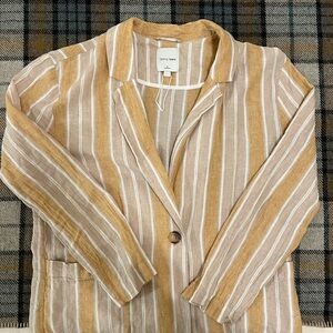 Gentle Fawn Beige and White Striped Blazer